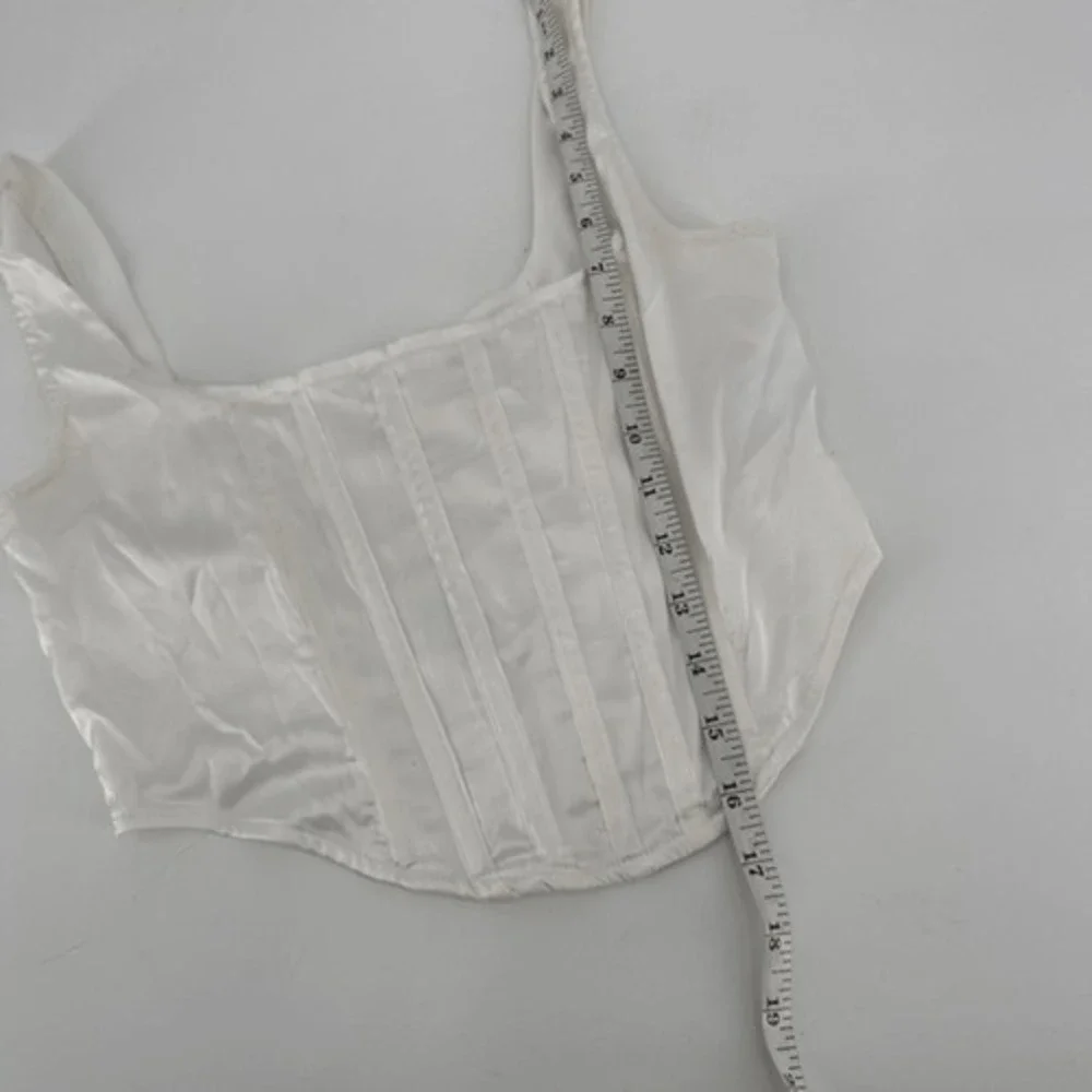stassie x missguided white satin corset top Size 4 Boning Crop Back Zip‎ white - Picture 4 of 7
